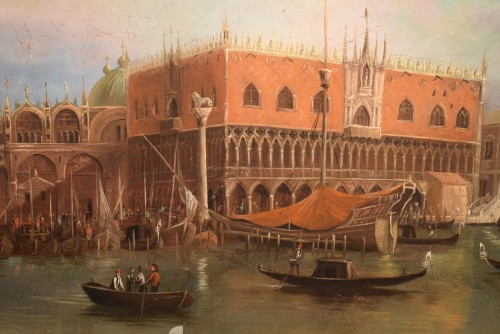 Antiquités - Venice, the Basin of St. Mark Signed E.M. and dated 1875